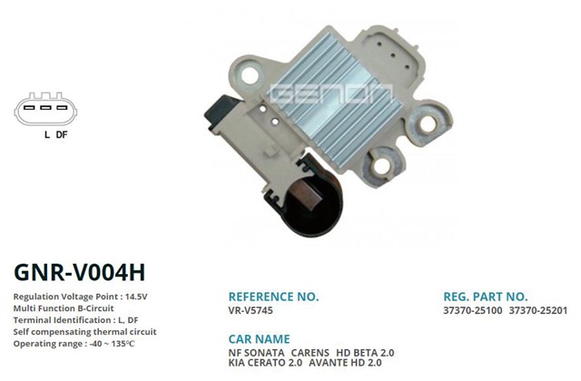 12V KOREA HYUNDAI SONATA YENI MODEL 2005 - - - - KIA OPTIMA 90 AMP - 110 AMP 3 FIS GNR - V004A UYUMLU L D