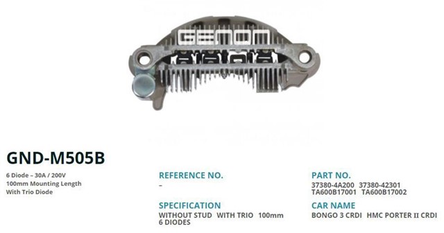 KIA BONGO 3 CRDI - HYUNDAI CRDI 100MM 6 DIOT