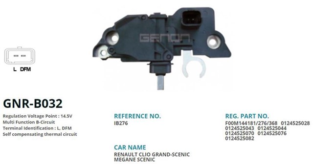 12V RENAULT CLIO - GRAND SCENIC - MEGANE - SCENIC L. DFM