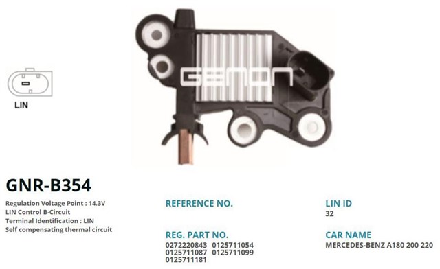 12V MERCEDES A160 - A180 - B160 - B180 - CLA180 1.5 DCI - E200 - E250 2.0 - PORSCHE LIN