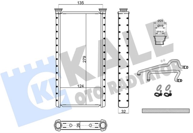KALORIFER RADYATORU LAND ROVER DISCOVERY V 2.0 3.0 16 RANGE ROVER IV 2.0 3.0 12 21 RANGE ROVER SPO RT II 3.0 5.0 13 22 BORULU - APARATLI BRAZING AL - AL 124X279X26 KALORIFER RADYATORU