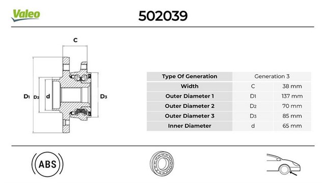 ON TEKERLEK PORYASI OPEL ASTRA 1.22005.08 - 2010.12