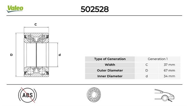 ON TEKERLEK RULMANI OPEL COMBO TOUR 1.3 2004 - 07 - 2011 - 01