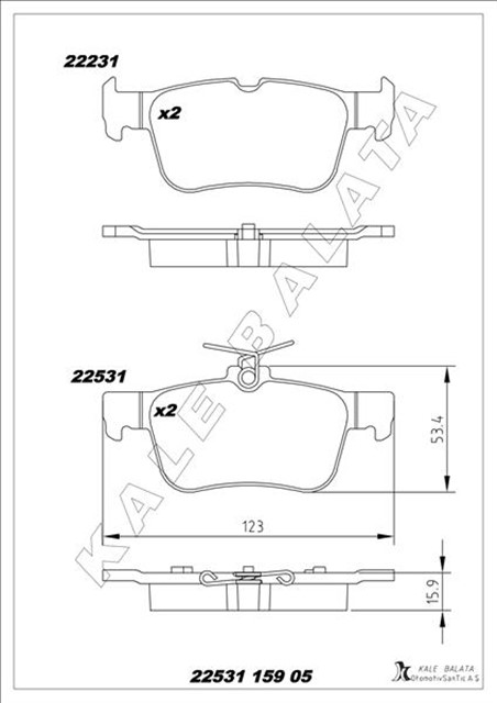 BALATA ARKA FOCUS IV - GALAXY III - KUGA II - ESPACE III - MONDEO V - S - MAX II ELEKTRONIK EL FRENI 12 - 22531 159 05 ANS KD13
