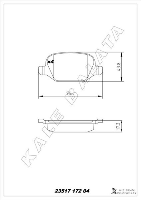 ARKA FREN BALATASI ALFA ROMEO MITO 09 FIAT LINEA 09 1.3JTD 1.4TJET 1.6JTD FISSIZ 23517 172 04 ANS KD13