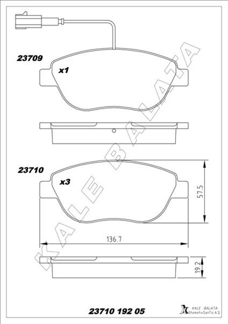 ON FREN BALATASI OPEL COMBO D 12 PUNTO EVO 1.3 - 1.4 - 1.6D MTJ 09 500 - 500C 1.3DMJ 10 GRANDE PUNTO 1.6DMTJ 09