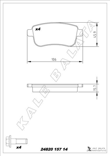 BALATA ARKA FLUENCE - GRAND SCENIC III - MEGANE CC - MEGANE III - SCENIC III 08 - 24820 157 14 ANS KD13