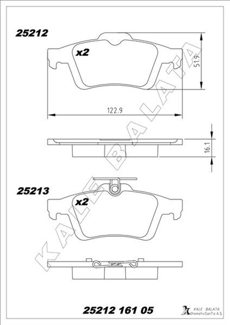 BALATA ARKA C MAX II - FOCUS III - GRAND C MAX - KA - KUGA II - TOURNEO CONNECT YM - TRANSIT CONNECT YM ELEKTR 25212 161 05 ANS KD13
