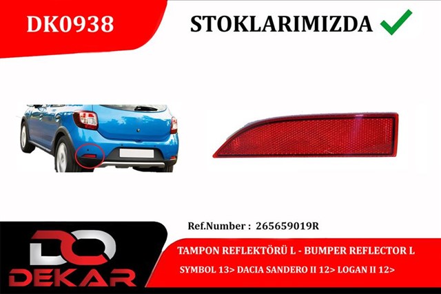 TAMPON REFLEKTORU L SYMBOL 13 DACIA SANDERO II 12 LOGAN II 12