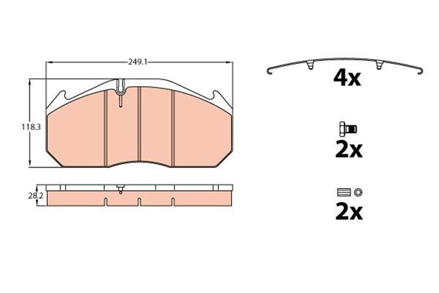 DISK BALATA ON AKS ARKA AKS MAN E2000 - F2000 - F90 - M 2000 L - M 2000 M - TGA 18.240 - 32.480 - TGA 33.310 - 5 0.530 MERCEDES - BENZ O 340 - O 350 TOURISMO - O 404 RENAULT TRUCKS AGORA - MAGNUM - MAGNUM VAN HOOL A - SERIE