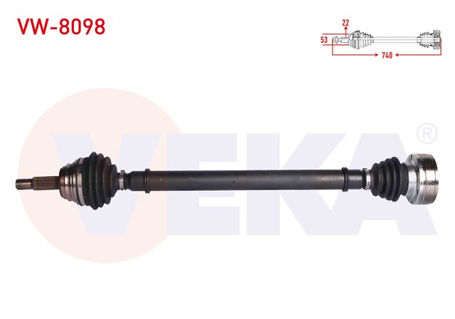 KOMPLE AKS SAG POLO 1.6 94 - 99 740MM