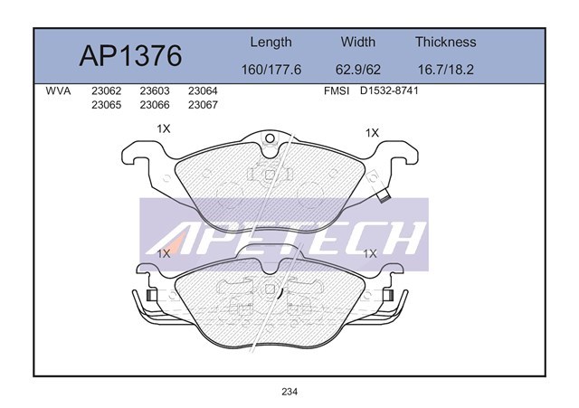 ON FREN BALATASI ASTRA G  APETECH oto yedek parça