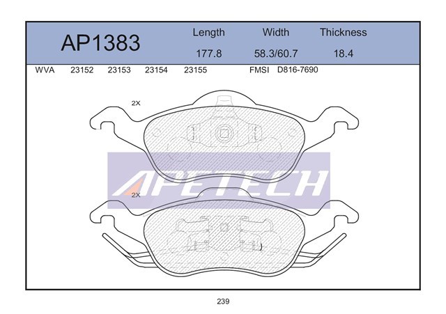 FREN BALATASI ON FOCUS 98 - 05  APETECH oto yedek parça