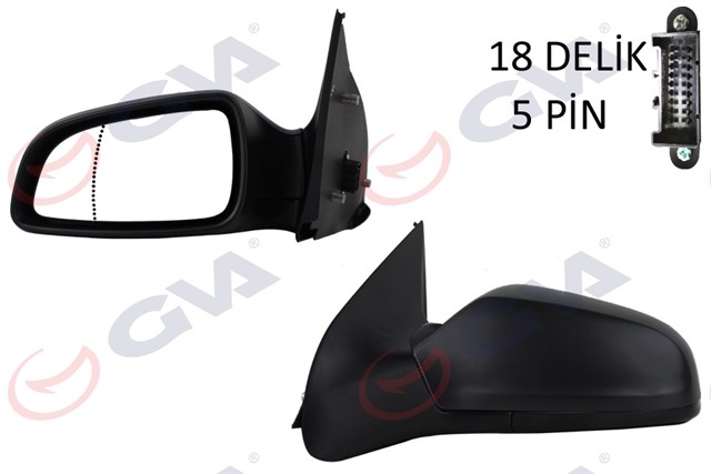 DIS DIKIZ AYNASI SOL ASTRA H 04 ELEKTRIKLI ISITMALI ASFERIK 5 FIS VM - 968EHAL