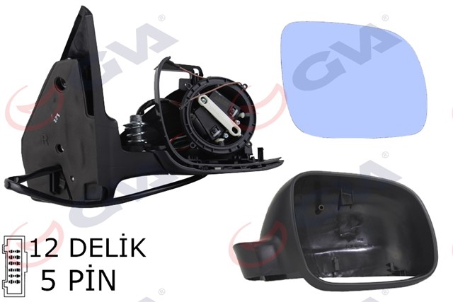 DIS DIKIZ AYNASI SAG GOLF - BORA 98 ELEKTRIKLI ISITMALI SIYAH ASTARLI MAVI CAM KUCUK TIP 5 FIS VM - 188R