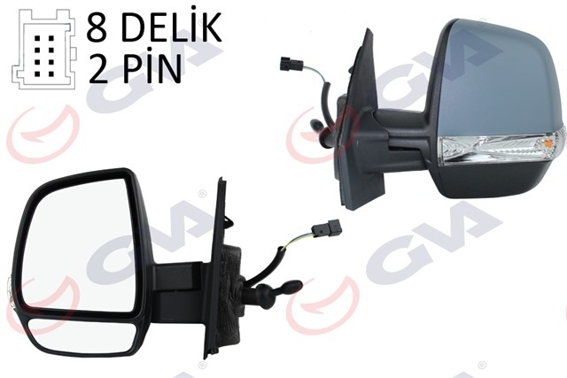 DIS DIKIZ AYNASI SOL DOBLO 11 OPEL COMBO 12 18 MEKANIK SINYALLI ASTARLI CIFT CAM KONVEKS VM - 669PL