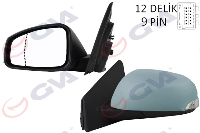 DIS DIKIZ AYNASI SOL MEGANE - FLUENCE 08 ELEKTRIKLI ISITMALI SINYALLI SENSORLU ISITMALI ASTARLI ASFERIK 9 FIS VM - 6138EHPSAL