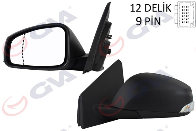 DIS DIKIZ AYNASI SOL MEGANE - FLUENCE 08 ELEKTRIKLI ISITMALI SINYALLI SENSORLU ASFERIK 9 FIS VM - 6138EHSAL