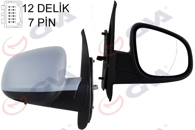 DIS DIKIZ AYNASI SAG KANGOO - CITAN 13 ELEKTRIKLI ISITMALI SENSORLU ASTARLI ASFERIK 7 FIS VM - 6132EHPASR