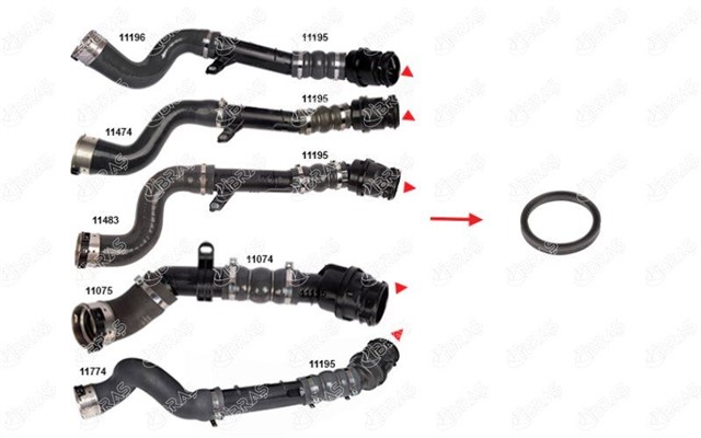 TURBO BORUSU CONTASI PLASTIK BORU HARIC OK ILE GOSTERILEN CONTA DACIA DUSTER HS 1.5 DCI 4X4 K9K 658 - 856 - 858 - 898 13 - 18