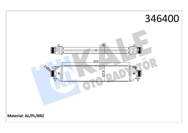 TURBO RADYATORU INTERCOOLER BRAVO 07 PUNTO 1.4TJET - 1.6DMTJ - 1.9 DMTJ 05 199A8.000 572X127X50