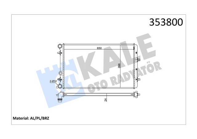 SU RADYATORU VW POLO 02 SEAT CORDOBA - IBIZA III 02 SKODA FABIA 99 1.2 1.4 1.6 16V 1.4 1.9TDI MT AC NAC BRAZING 630X398X22 6Q0121253Q - 6QE121253A