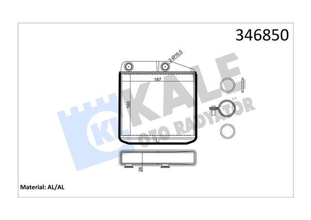 268700 KALORIFER RADYATORU MITO - DOBLO III - LINEA - FIORINO - PRATICO - GRANDE PUNTO - QUBO - CORSA D 1.2 - 1.3 - 1.4