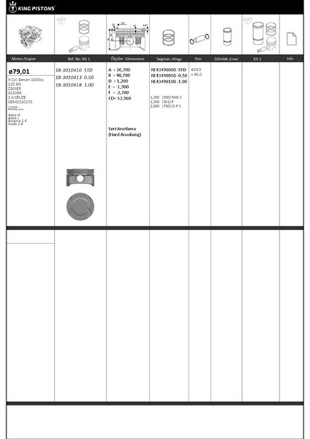 PISTON SEGMAN 1 RIKEN SEG. 0.50 79.01 050 UST OLCU OPEL Z16XER - A16XER - 1.6 CRUZE - OEM2510255 ASTRA H ASTRA J INSIGNIA 1.6 CRUZE 1.6 87 - 71671 - 050 87 - 71671 - 050 - 8771671050000G GOETZE 87 - 71671 050