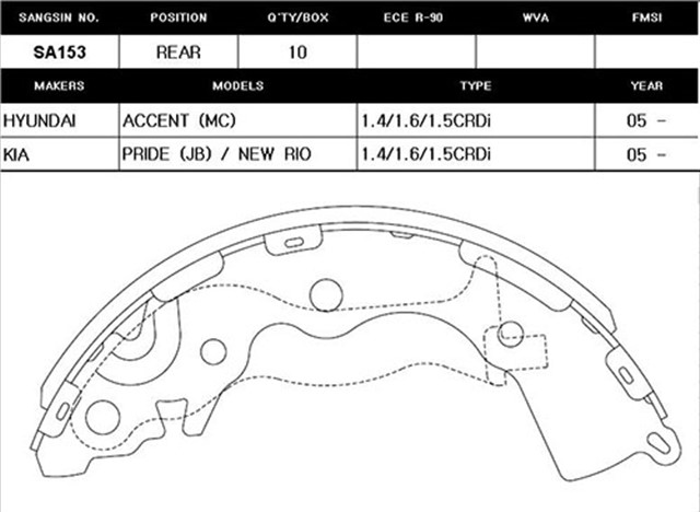 ARKA PABUC BALATA ACCENT ERA - ACCENT SEDAN - RIO 05 1.4GL - 1.6GLS - 1.5CRDI GLS ABS SIZ GS8766