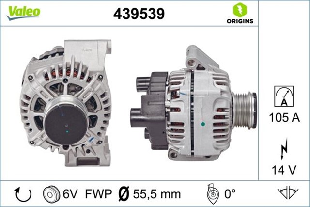 ALTERNATOR FIAT LINEA - DOBLO - FIORINO 1.3 MULTIJET - OPEL ASTRA H 1.3 105 AMPER