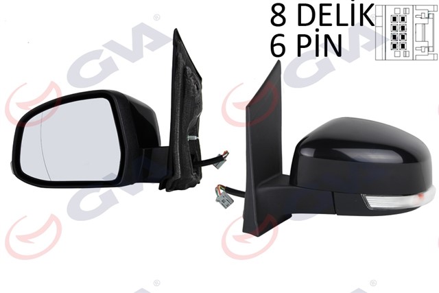 DIS DIKIZ AYNASI SOL FOCUS II 08 11 ELEKTRIKLI ISITMALI SINYALLI ASFERIK 6 FIS VM - 6304EHAL KAPAKLI