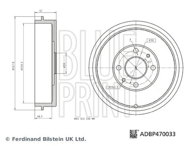 ARKA FREN KAMPANASI FIAT ALBEA 00 DOBLO 01 FIORINO 09 LINEA 09 MAREA 00 TEMPRA 92 96 TIPO 90 95 UNO 98 06 228.2 MM 4 DELIK