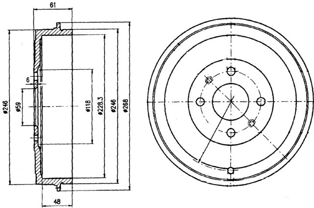 ARKA FREN KAMPANASI FIAT ALBEA 00 DOBLO 01 FIORINO 09 LINEA 09 MAREA 00 TEMPRA 92 96 TIPO 90 95 UNO 98 06 228.2 MM 4 DELIK
