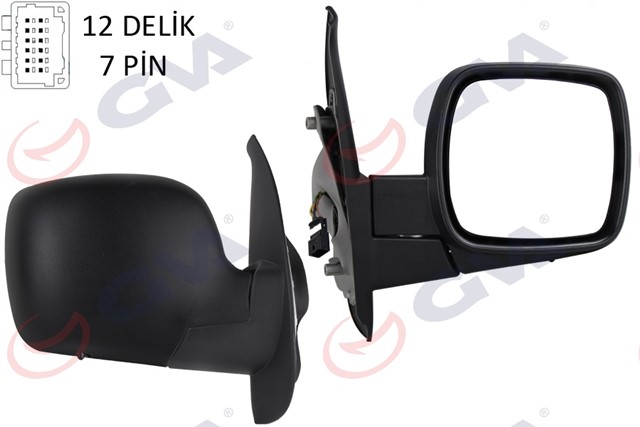 DIS DIKIZ AYNASI SAG KANGOO 08 ELEKTRIKLI ISITMALI SENSORLU KONVEKS 7 FIS VM - 6131EHSR