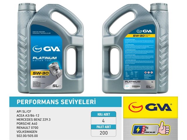 MOTOR YAGI 5W30 5 LT PLATINUM TAM SENTETIK API SL/CF