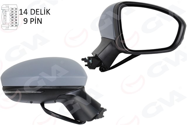 DIS DIKIZ AYNASI SAG ELEKTRIKLI ISITMALI SINYALLI SENSORLU ASTARLI KONVEKS CLIO V 19 - 12H9P