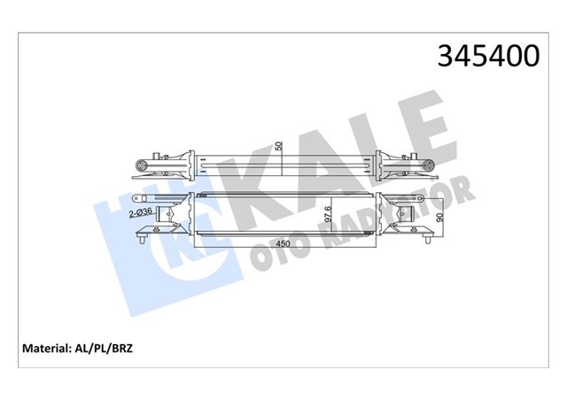 TURBO RADYATORU INTERCOOLER GRANDE PUNTO - MITO 1.3 AL - PL - BRZ 450X97X52