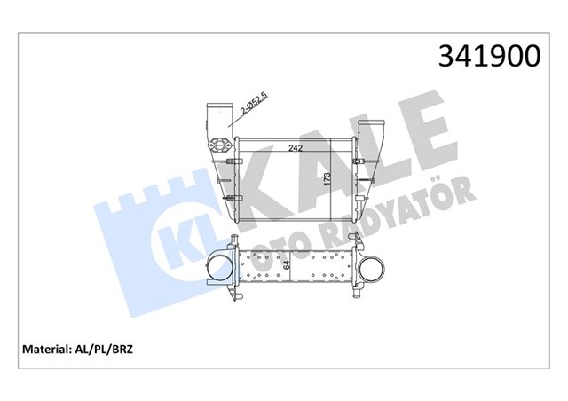 TURBO RADYATORU INTERCOOLER PASSAT - A4 - A6 1.8T 1.9TDI 0005 240.8X166.2X67 AL - PL - BRZ