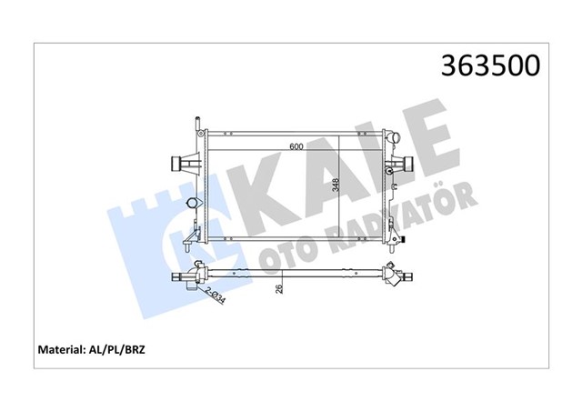 SU RADYATORU OPEL ASTRA G - ZAFIRA A 1.4 1.6 1.8 2.2 16V 1.6 99 MT BRAZING 600X348X26 1300214 - 90570728 - 93277988 - 9119486 - 93177121 - 90570730 - 1300189 - 93277996 - 9202505 - 9202506 - 13150403