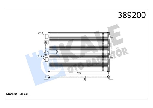 KLIMA KONDENSERI KNG 06/05 1.5DCI AL/AL 520X328X16