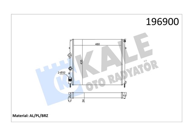 RADYATOR KNG 97 1.9D KLIMASIZ MEK 479X442X34 1 SIRA ALB SISTEM