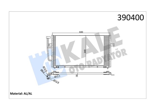 KLIMA KONDENSERI VOLVO S40 I - V40 AL - AL 628X348X16