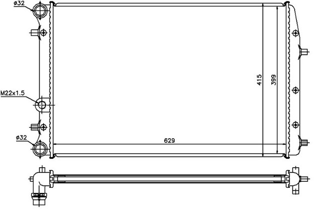 RADYATOR POLO - IBIZA IV - FABIA - CORDOBA - 1.2 - 1.4 - 1.6 - 1.4TDI - 1.9TDI AC KLIMASIZ MEK OTOM 630X415X23