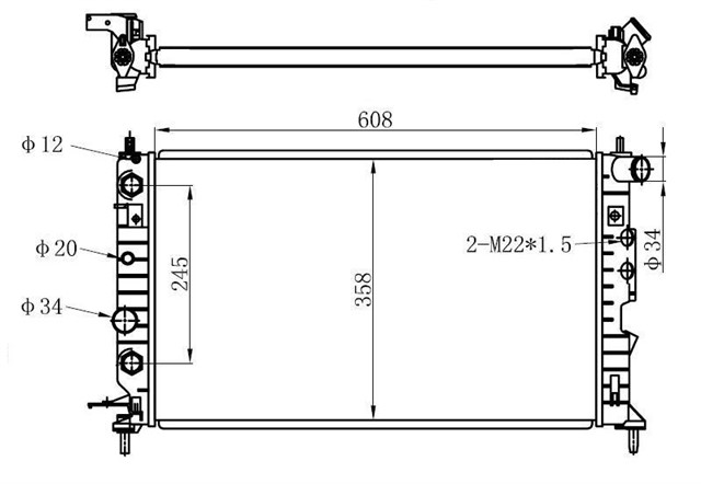 RADYATOR VECTRA B AC KLIMASIZ MEK OTOM 617X377X34