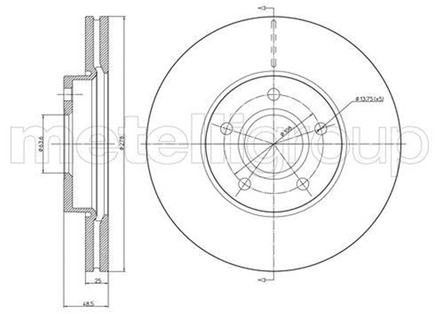 ON FREN AYNASI DISK FOCUS III 11 FOCUS II 04 11 C MAX 03 07 VOLVO C30 06 12 C70 II 06 13 S40 II 04 12 V50 05 12 278X25X5DLXHVLI