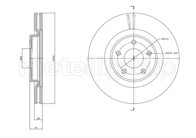 ON FREN DISKI NISSAN X - TRAIL III 15 RENAULT KOLEOS II 16 HAVALANDIRMALI 5DELIK 28X26X44 DIS CAP:320