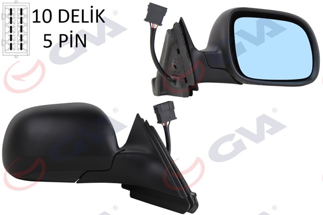 DIS DIKIZ AYNASI SAG A3 96 - 00 ELEKTRIKLI ISITMALI MAVI CAM KONVEKS VM - 042R