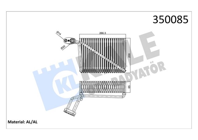 KLIMA EVAPORATOR A4 - PASSAT 1.6 - 1.8 - 1.9 TDI - 2.0 97 - 05 A4 95 - 01 200X262X65 8FV351211191
