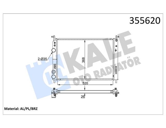 SU RADYATORU FIAT ALBEA - PALIO - STRADA 1.2 16V 02 MT AC BRAZING 520X368X26