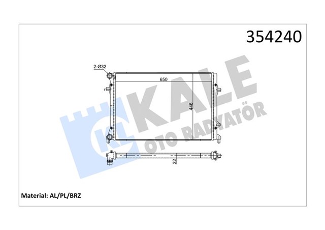 RADYATOR AL/PL/BRZ A3 - TT - SUPERB II - EOS - GOLF V - JETTA III - JETTA IV - PASSAT - PASSAT CC - CC RADYATOR